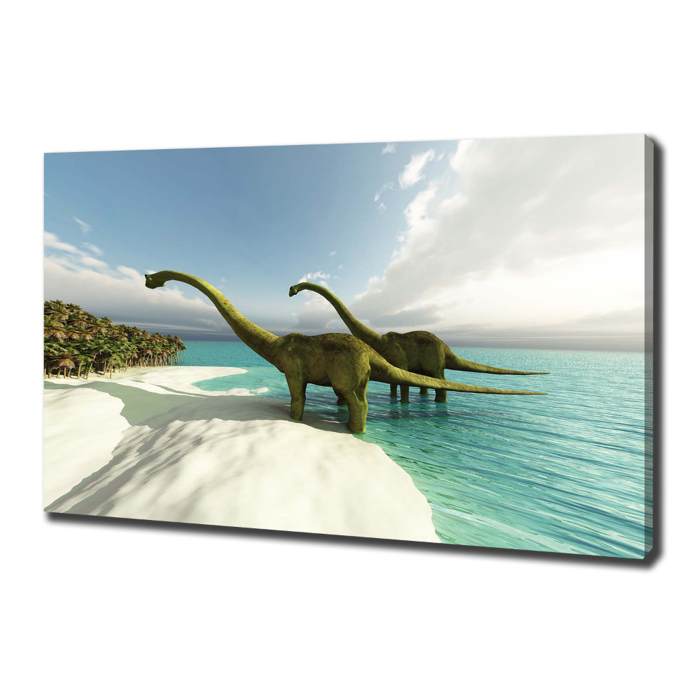 Large canvas wall art Dinosaurs on the beach