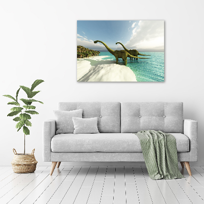 Large canvas wall art Dinosaurs on the beach