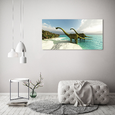 Large canvas wall art Dinosaurs on the beach