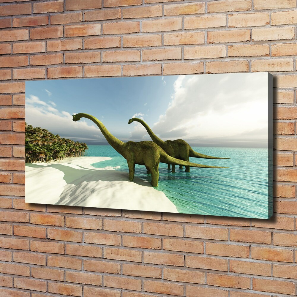 Large canvas wall art Dinosaurs on the beach