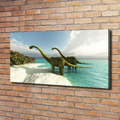 Large canvas wall art Dinosaurs on the beach