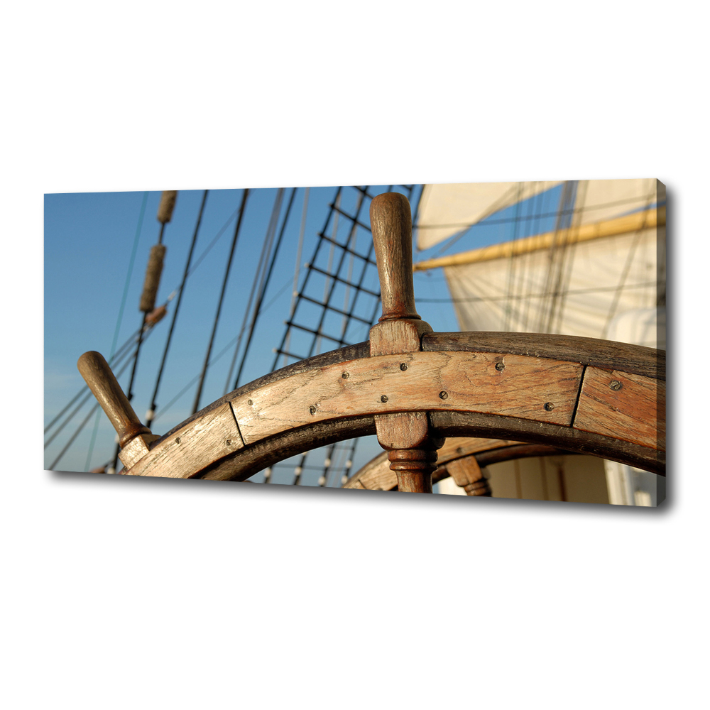 Canvas wall art Rudder on the yacht