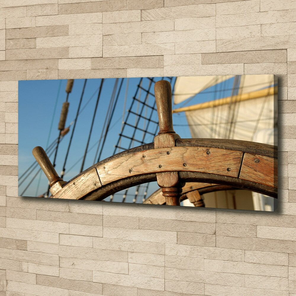 Canvas wall art Rudder on the yacht