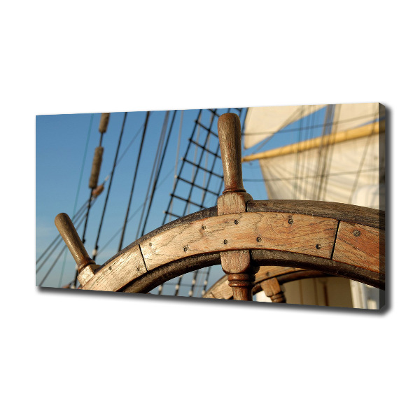 Canvas wall art Rudder on the yacht