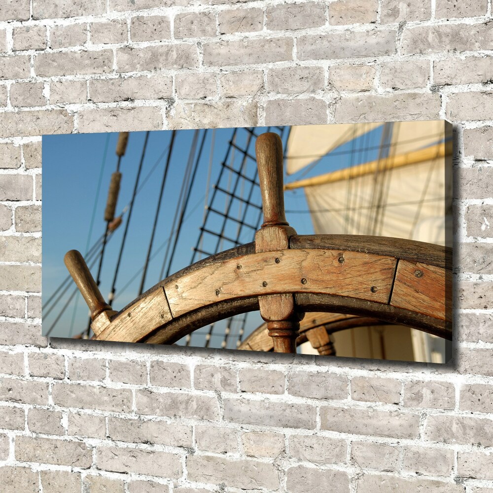 Canvas wall art Rudder on the yacht