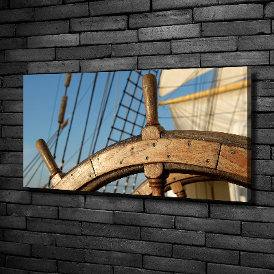 Canvas wall art Rudder on the yacht