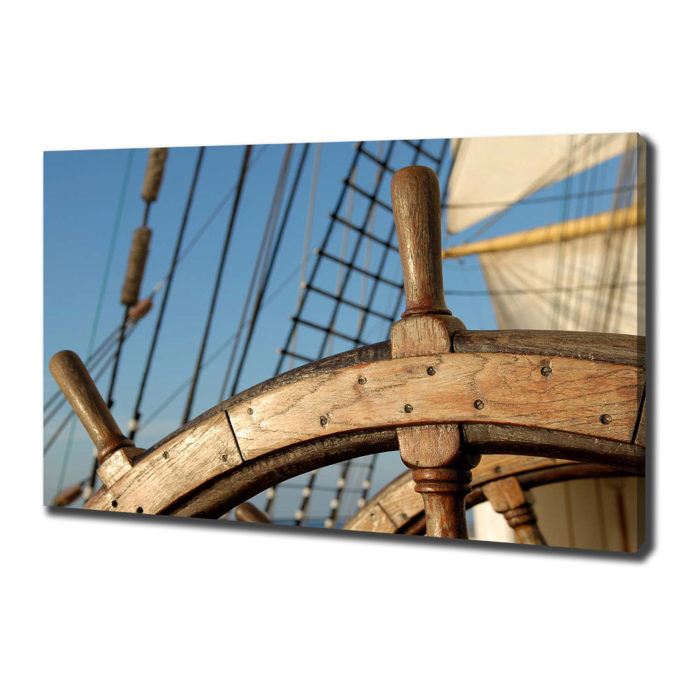 Canvas wall art Rudder on the yacht