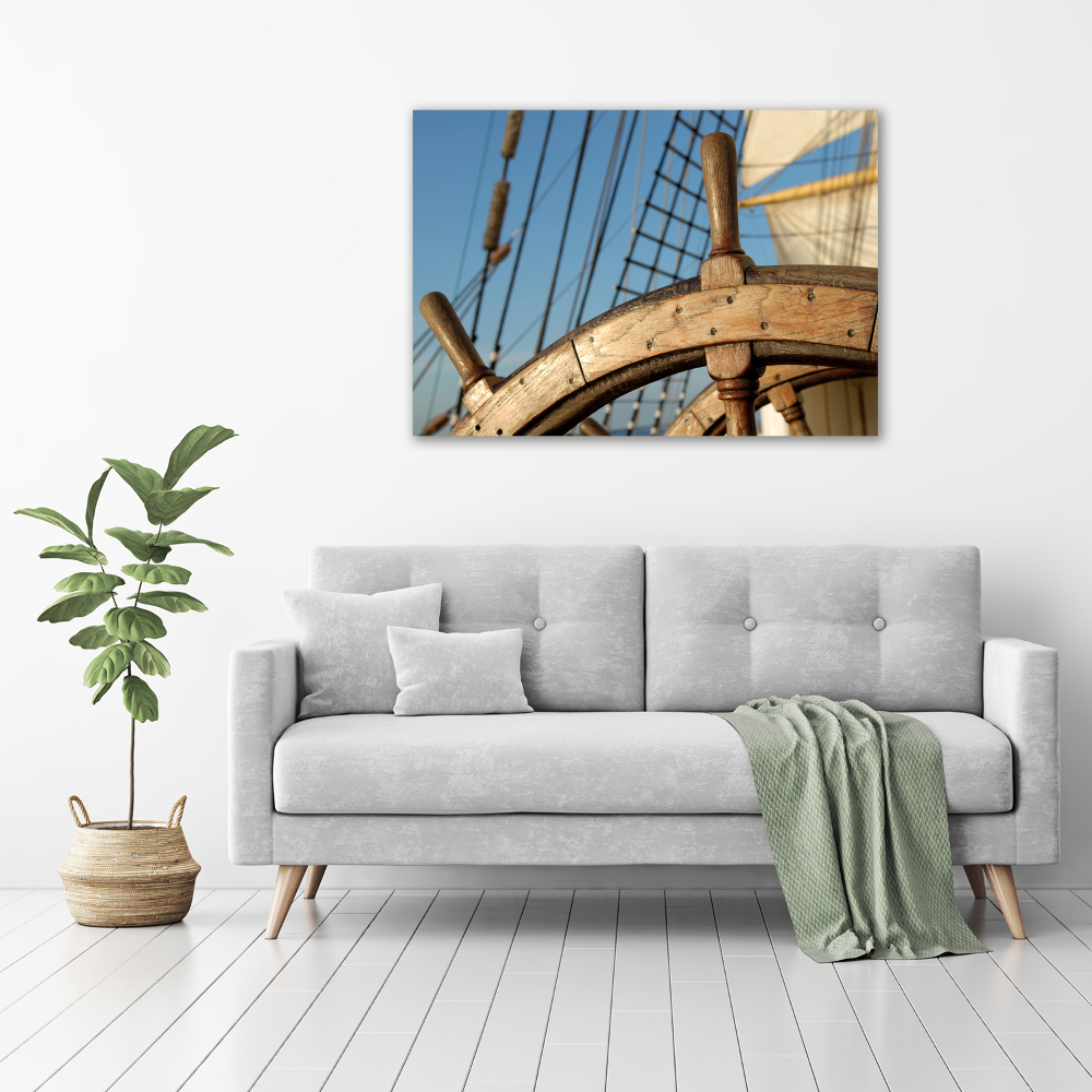 Canvas wall art Rudder on the yacht