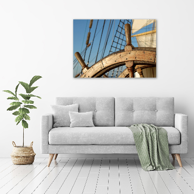 Canvas wall art Rudder on the yacht