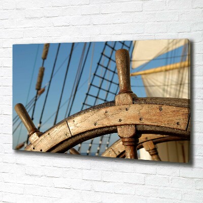 Canvas wall art Rudder on the yacht