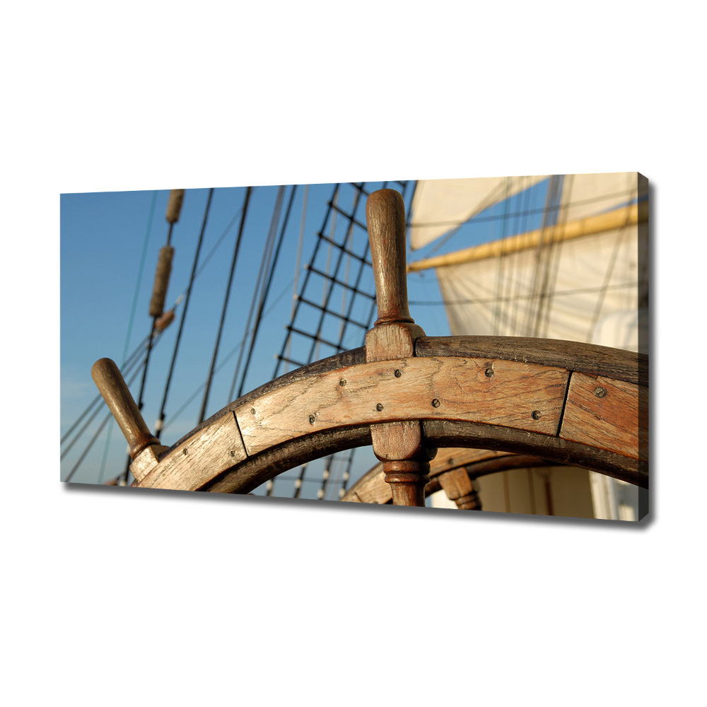 Canvas wall art Rudder on the yacht