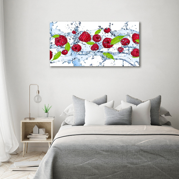 Canvas wall art Raspberries and water