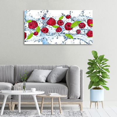 Canvas wall art Raspberries and water