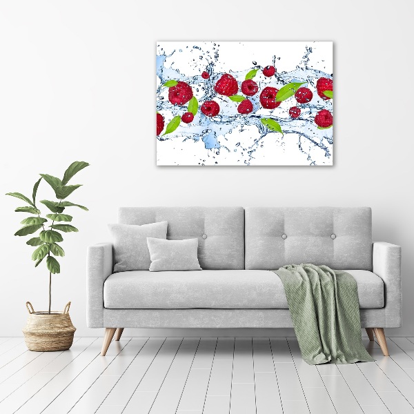 Canvas wall art Raspberries and water