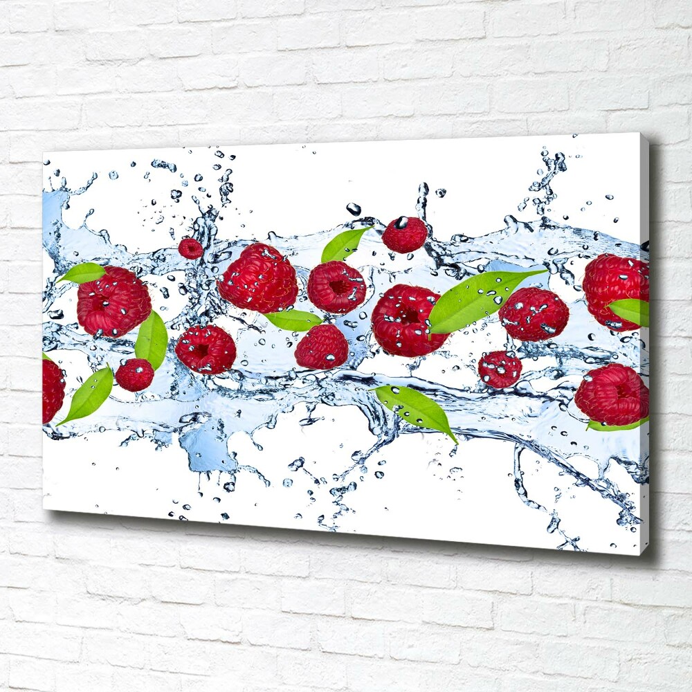 Canvas wall art Raspberries and water