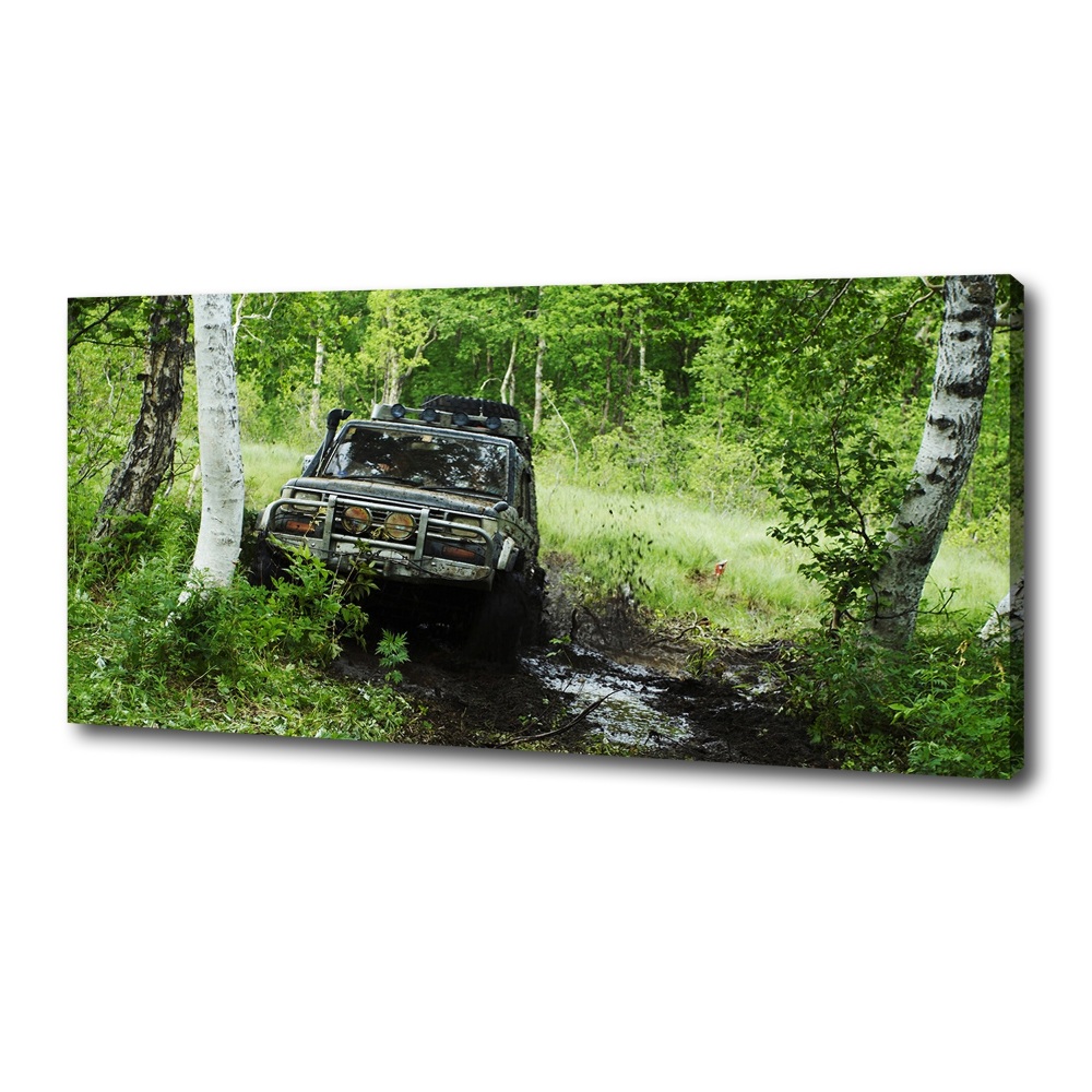 Canvas wall art Jeep in the forest