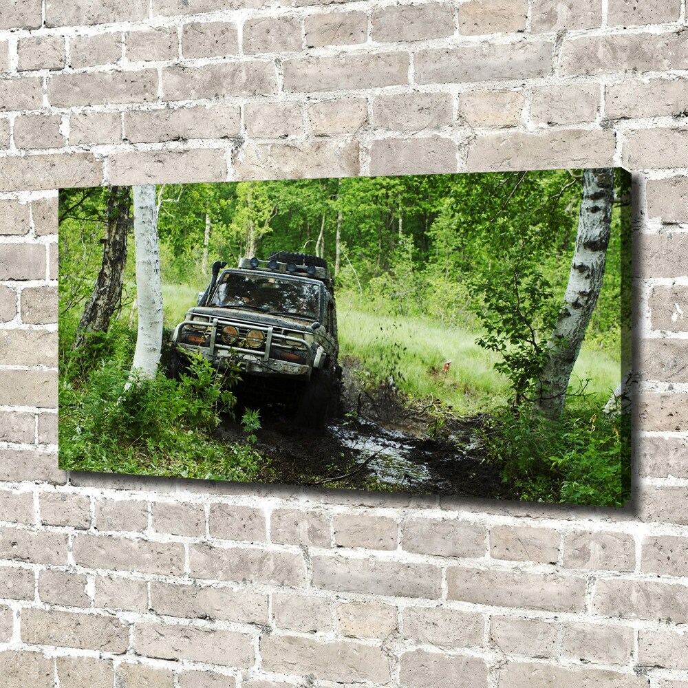 Canvas wall art Jeep in the forest