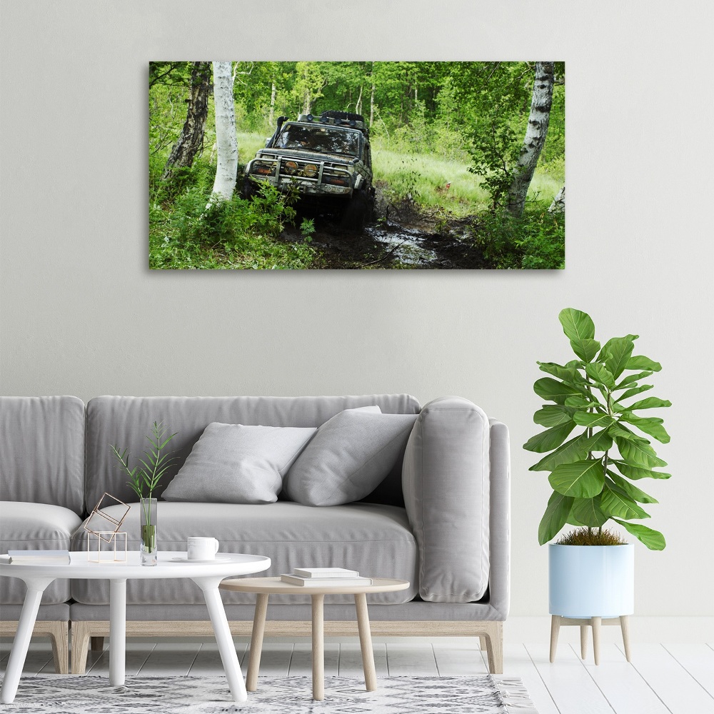 Canvas wall art Jeep in the forest