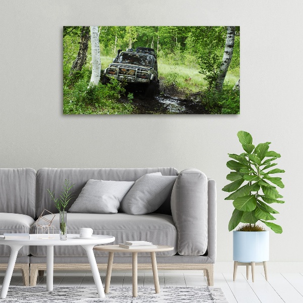 Canvas wall art Jeep in the forest