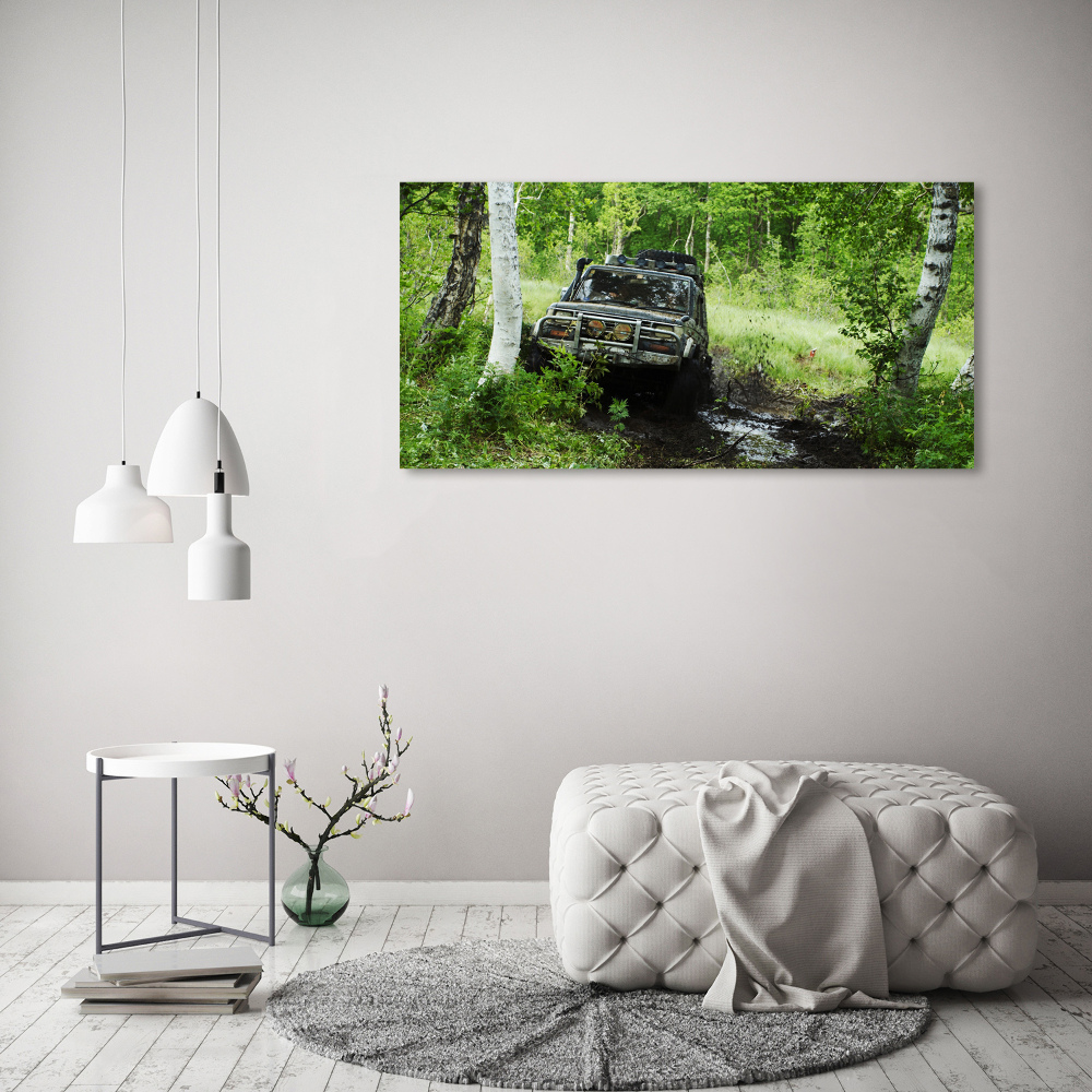 Canvas wall art Jeep in the forest