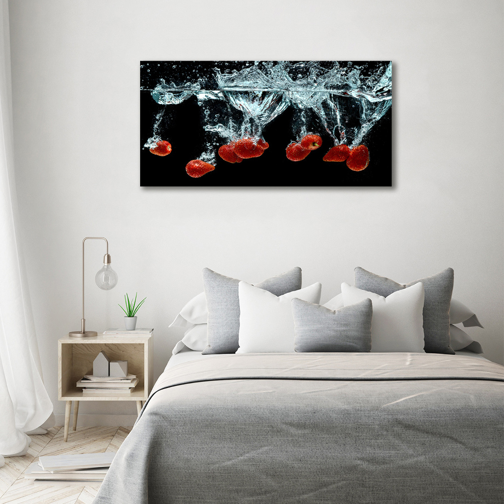 Canvas wall art Strawberries under water