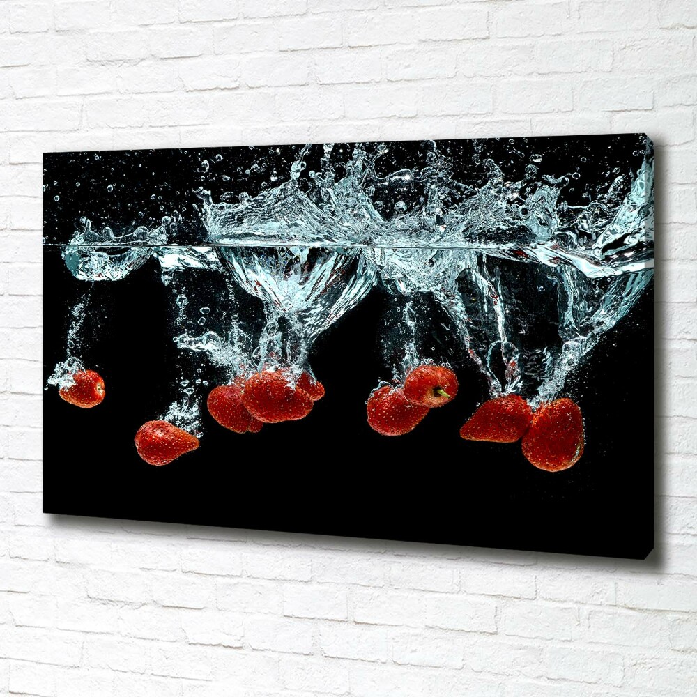 Canvas wall art Strawberries under water