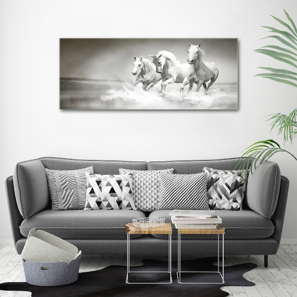 Large canvas wall art White horses