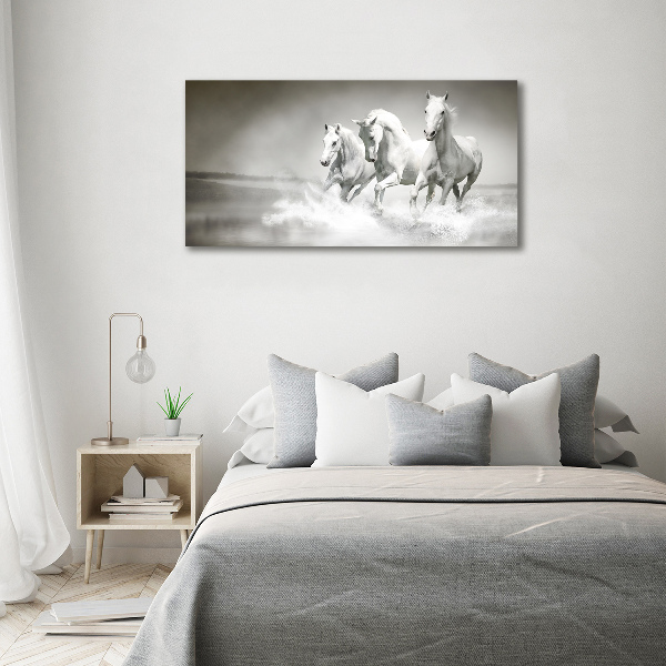 Large canvas wall art White horses