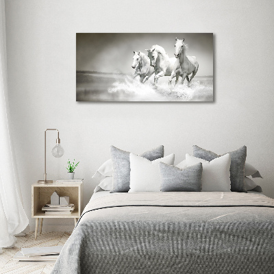 Large canvas wall art White horses