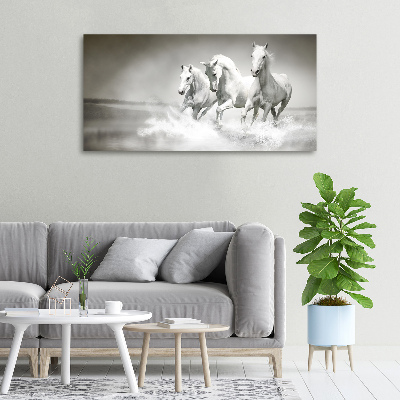 Large canvas wall art White horses