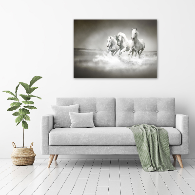 Large canvas wall art White horses