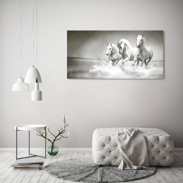 Large canvas wall art White horses