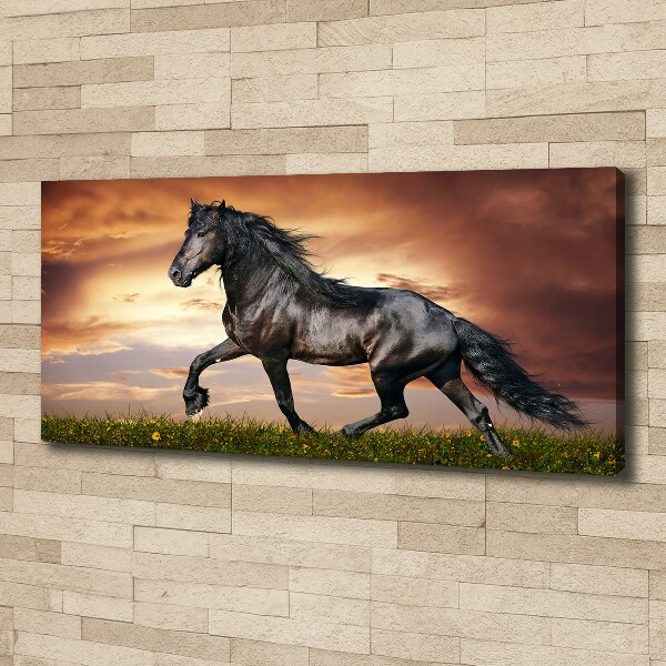 Wall art canvas large Trotting horse