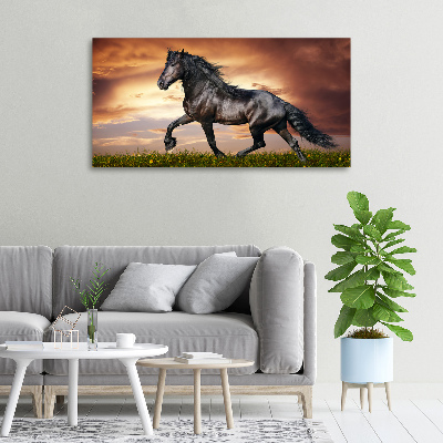 Wall art canvas large Trotting horse