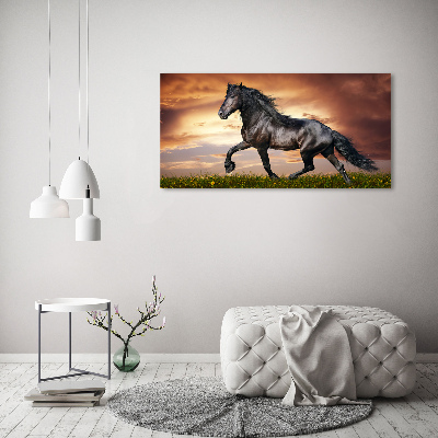 Wall art canvas large Trotting horse