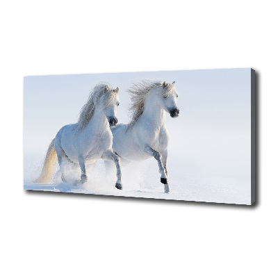 Wall art canvas large Two horses in the snow