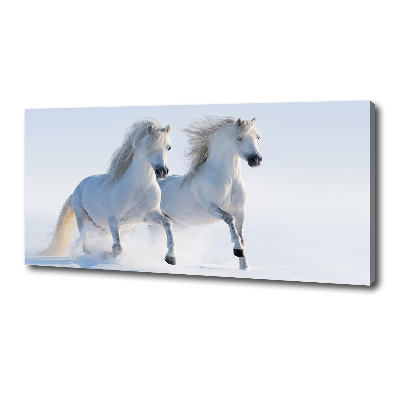 Wall art canvas large Two horses in the snow