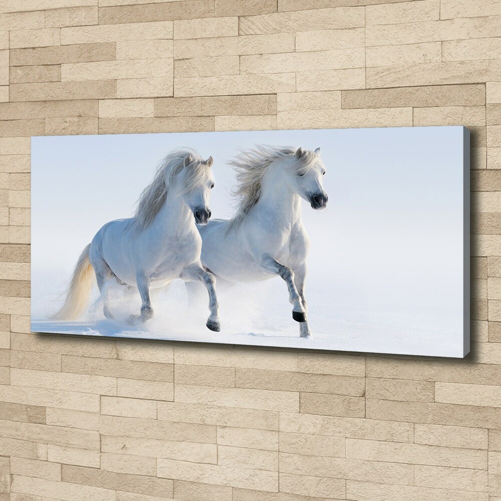 Wall art canvas large Two horses in the snow