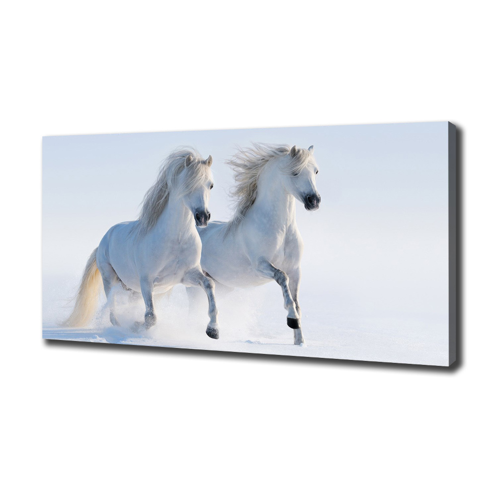 Wall art canvas large Two horses in the snow