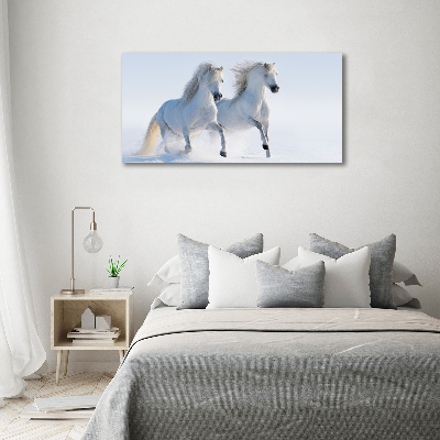 Wall art canvas large Two horses in the snow