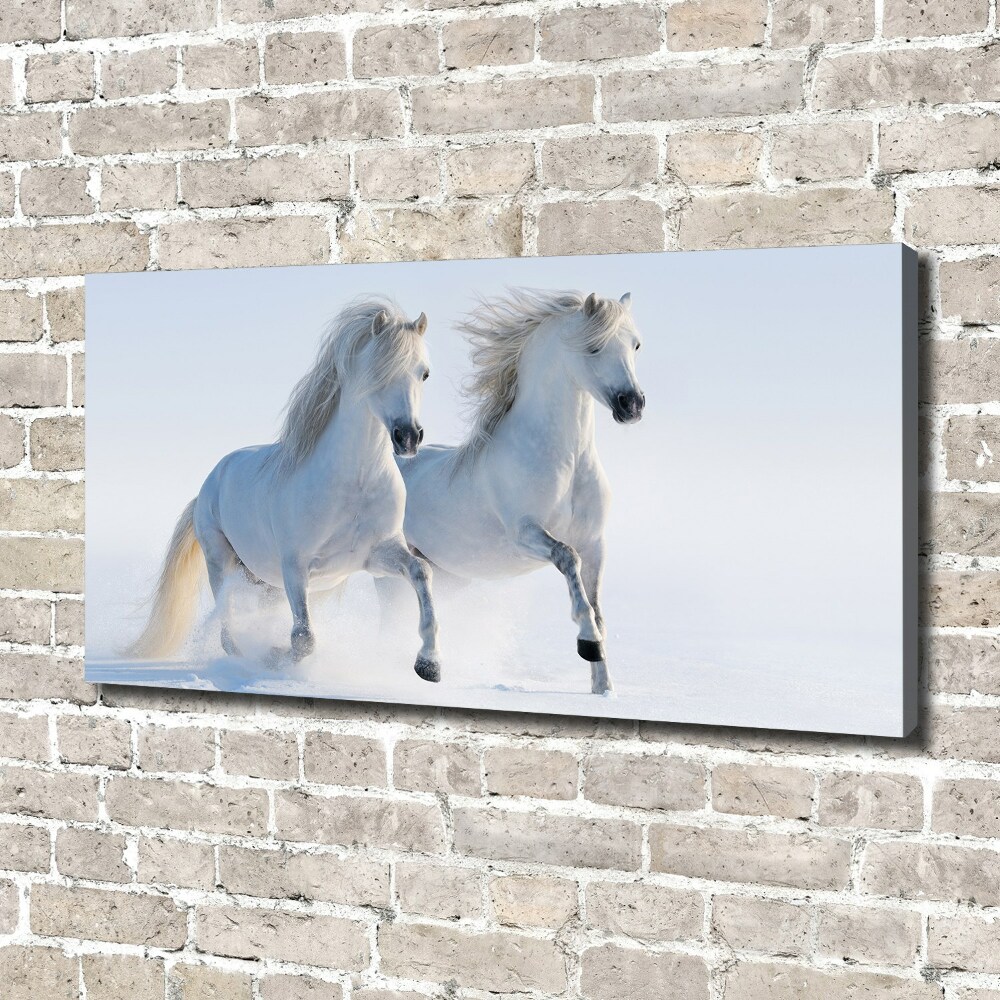 Wall art canvas large Two horses in the snow