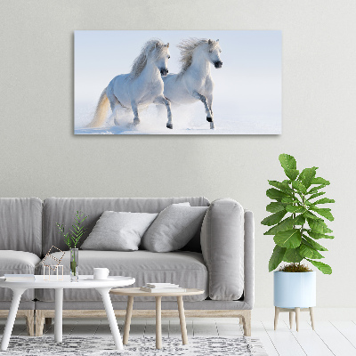 Wall art canvas large Two horses in the snow