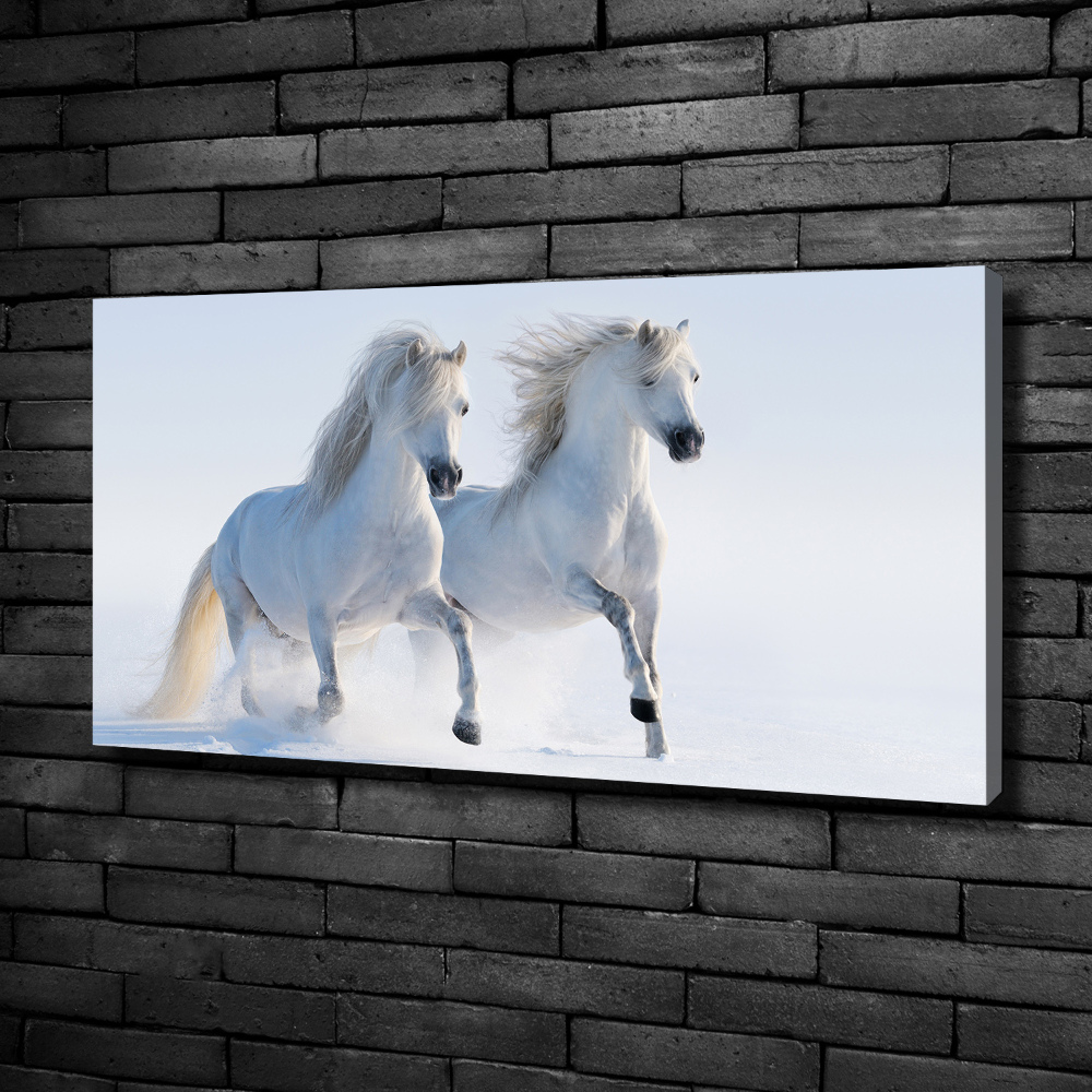 Wall art canvas large Two horses in the snow