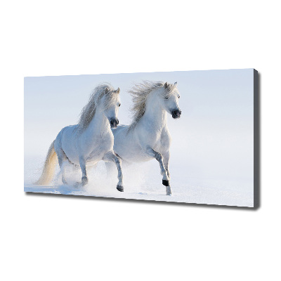 Wall art canvas large Two horses in the snow