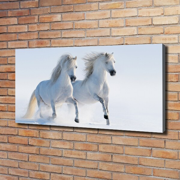 Wall art canvas large Two horses in the snow