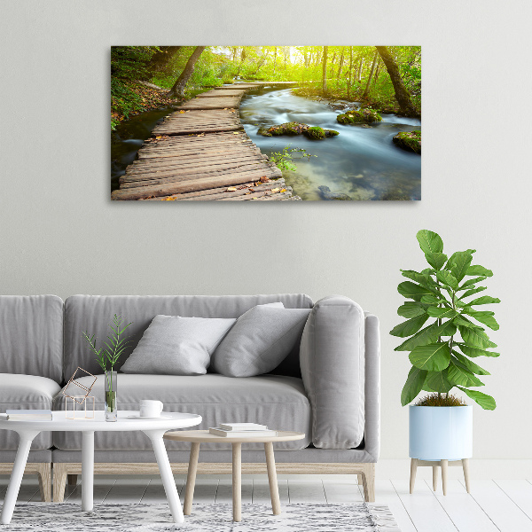 Canvas wall art Path over the river