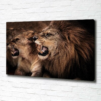 Canvas wall art Roaring lions