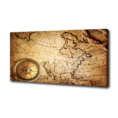 Canvas wall art Compass on the map