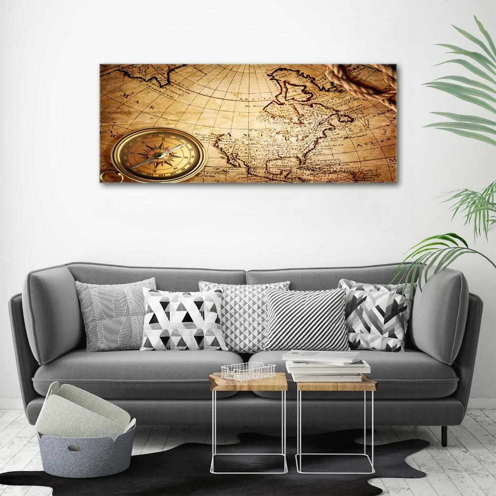 Canvas wall art Compass on the map