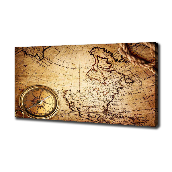 Canvas wall art Compass on the map